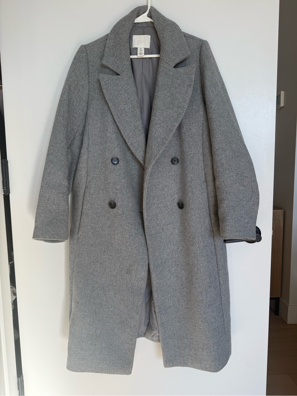 H&M Women’s Oversized Double-Breasted Pea Coat in Gray